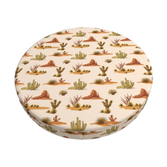 Kdxio Tropical Desert Print Stool Covers Round,Stretch Round Bar Stool Covers Washable Bar Stool Cushion Slipcover for 12-15 Inch Chair