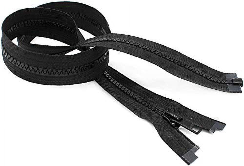 #5 Molded Black Vislon YKK Jacket Separating Zippers - Automatic Lock Slider - Made in The United States (25 Pieces Per Pack) (40" Inches)