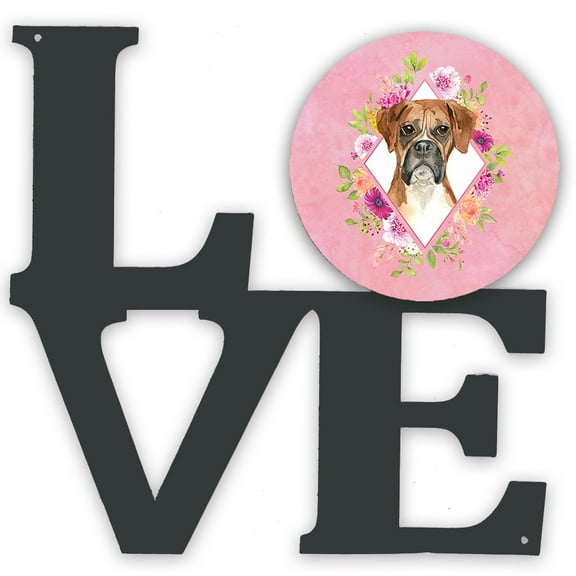 Boxer Pink Flowers Metal Wall Artwork LOVE