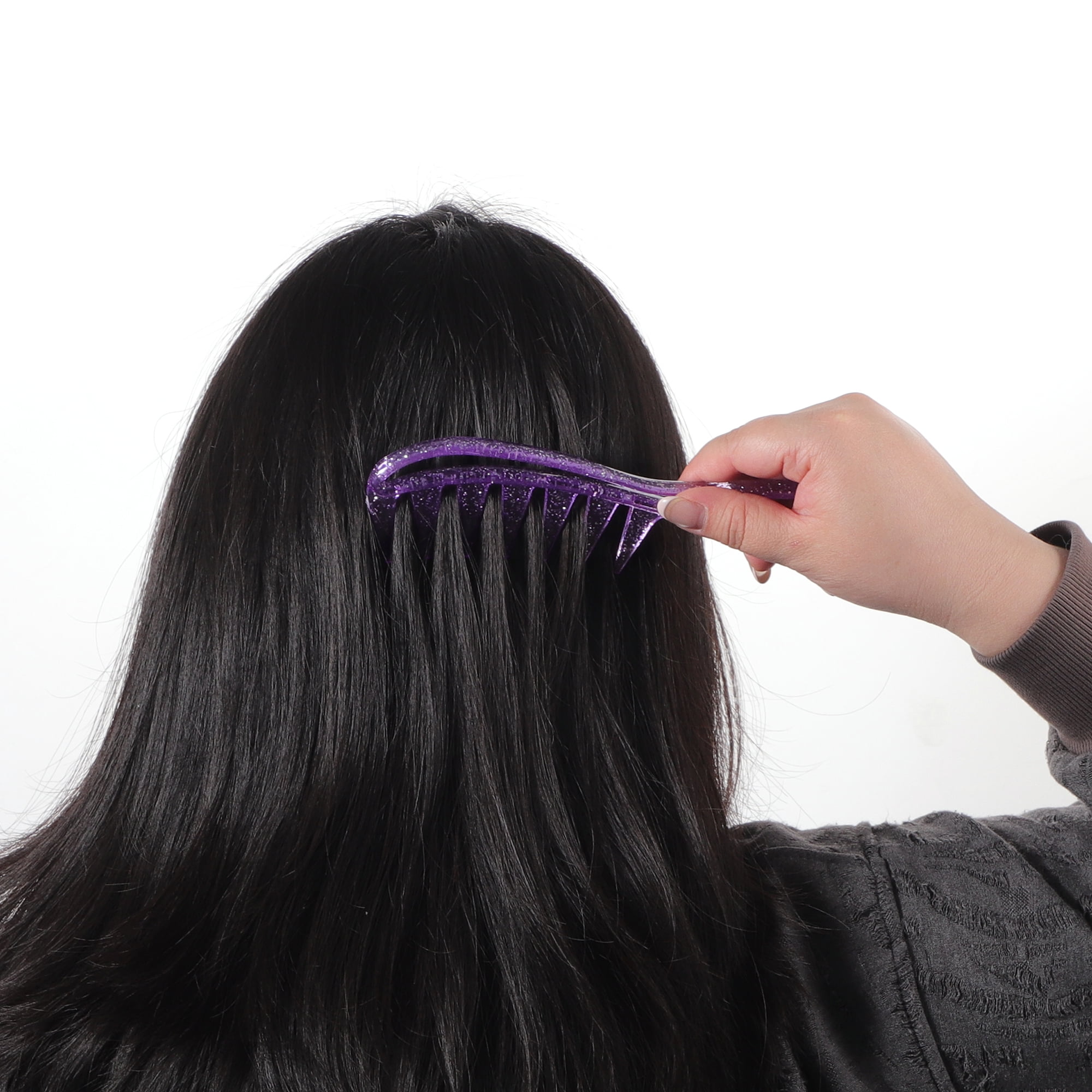 Unique Bargains 1 Pc Women Wide Tooth Comb for Curly Hair All Hair Types Purple