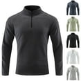 thumbnail image 2 of ZCFZJW Men's Quick-Dry Active Sports Shirts Lightweight Casual Quarter Zip Long Sleeve Running Pullover Tops Outdoor Sweatshirt Green L, 2 of 9