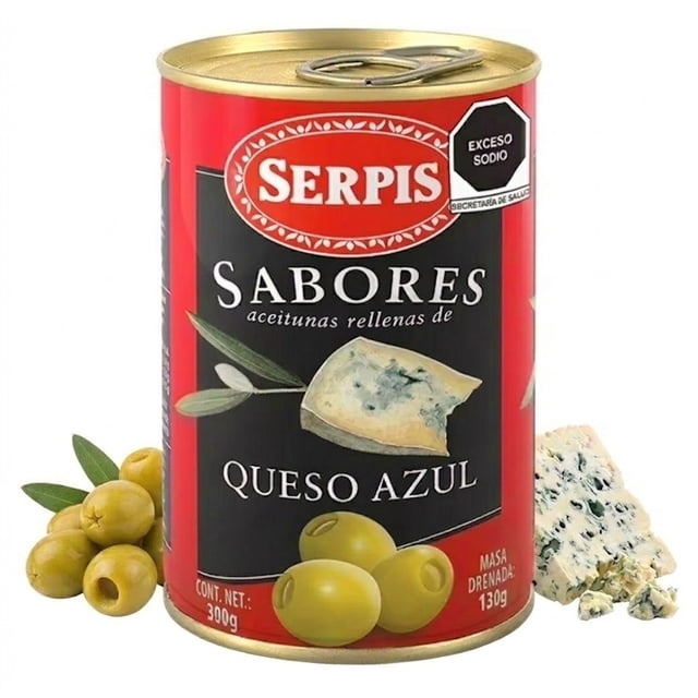 Aceitunas Serpis sabores rellenas de queso azul 300 g