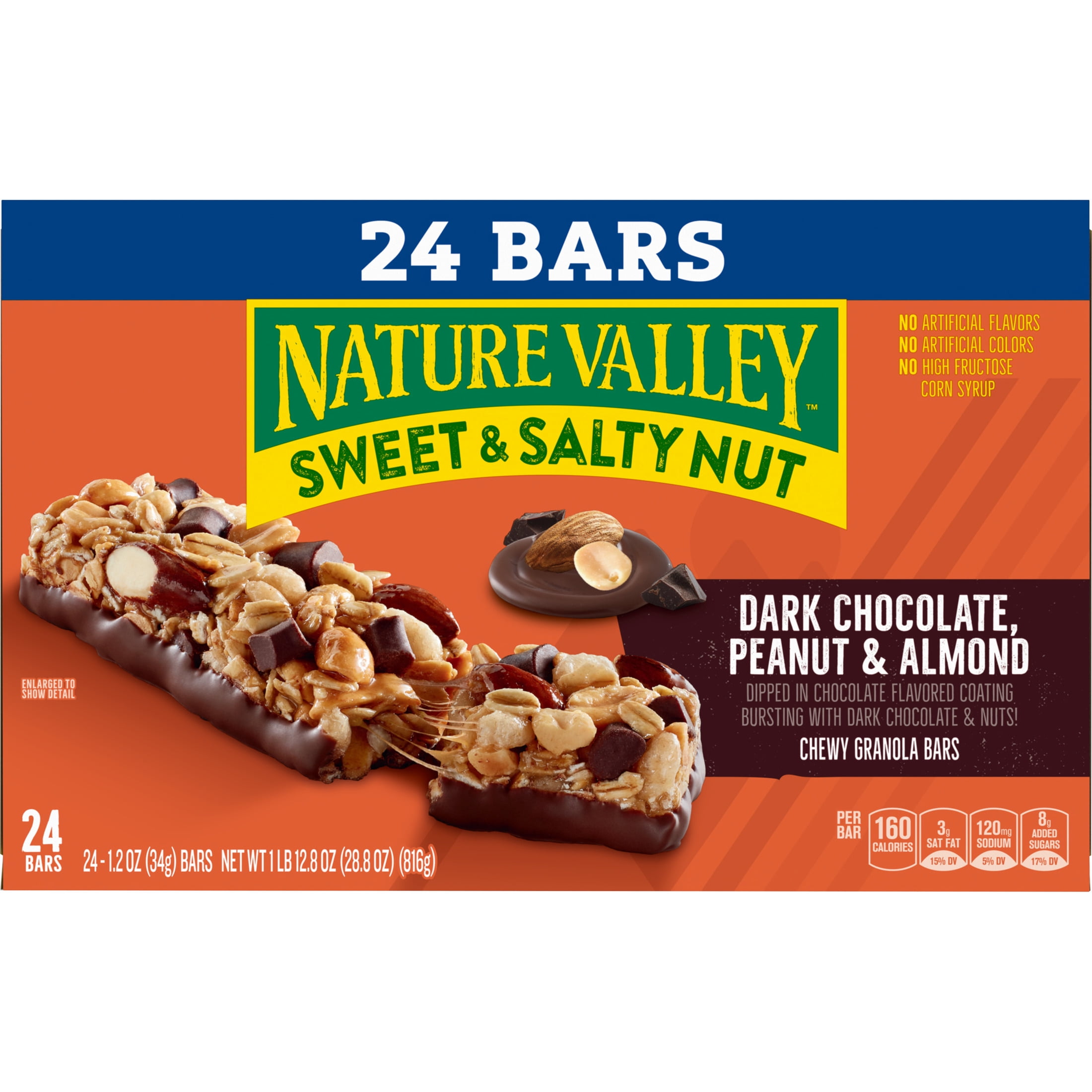 (4 pack) Nature Valley Sweet and Salty Nut Bars, Dark Chocolate Peanut Almond, 24 Bars, 28.8 oz