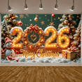 thumbnail image 6 of Festive Design Merry Christmas Banner Holiday Decoration Gold Light Up 2026 Banner for Christmas Party Celebration Indoor Decor, 6 of 9