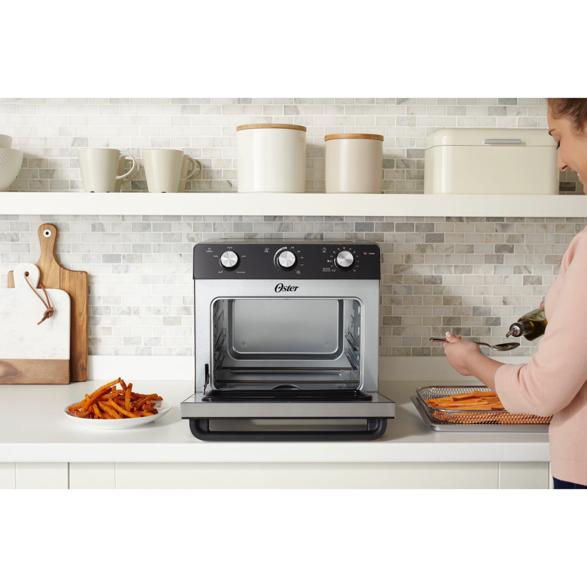Oster Black Countertop Toaster Oven with Air Fryer 