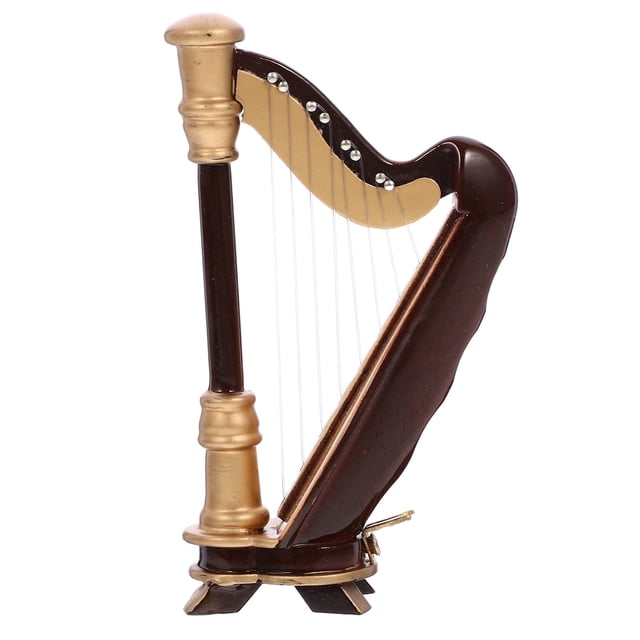 KAKOWELY Modèle de Harpe Miniature Mini Instrument en Bois avec Boîte de Rangement, 3.54"X2.36"X0.39 Pouces