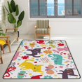 thumbnail image 3 of Coolnut 5'3" x 4' (63 x 48 in) Area Rug, Cute Funny Cats and Butterflies Nursery Rug Floor Mat Kids Playing Mat for Living Room Bedroom, 3 of 6