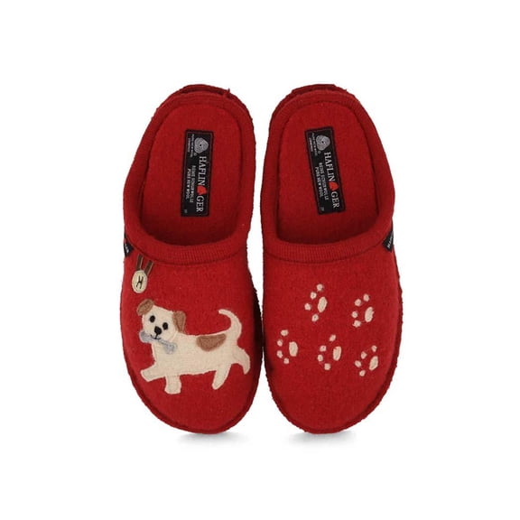 HAFLINGER Women Boiled Wool Slippers 'Flair Fido', paprika