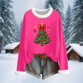 thumbnail image 6 of asdoklhq Christmas Sweatshirts for Women Christmas Fashionable Loose Casual Long Sleeved Round Neck Christmas Printed Top Hot Pink XL, 6 of 6