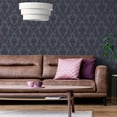 thumbnail image 6 of Tempaper Textured Damsel Metallic Blue Damask Peel and Stick Wallpaper, 20.5" x 16.5', 6 of 8