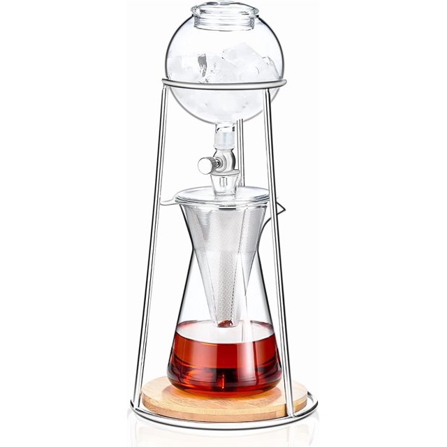 Cold Brew Coffee Maker, Iced Coffee Maker in Stainless Steel and Borosilicate Glass, Cold Brew Drip Coffee Maker with Slow Drip Technology, Iced Tea Maker 2-4 Cup