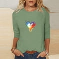 thumbnail image 2 of QTOCIO 3/4 Hauts à Manches pour Femmes, Hauts d'Été à Manches 3/4 pour Femmes, Vêtements de Mode Printemps/été pour la Saint-Valentin, T-shirt à Manches 3/4 Col Rond, 2 of 5