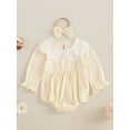 thumbnail image 4 of Miaouyo Baby Girl 2Pcs Fall Outfits Long Sleeve Doll Collar Romper with Headband Set Infant Clothes, 4 of 9