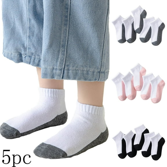 Lovzfmll Kids Ankle Socks 5-Pair Pack for Boys & Girls, Athletic Sports Moisture Wicking Breathable Casual Socks for Toddler & Kids 1-12 Years
