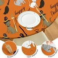 thumbnail image 4 of 44in Ghost Cat Round Halloween Tablecloth with Elastic Edge, Fitted Table Cover for 36-44" Tables, Polyester Reusable Table Cloths Wipe Clean for Picnic, Dining, Outdoor Use and Party Decor, 4 of 7