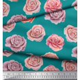 thumbnail image 3 of Soimoi Green Cotton Poplin Fabric Rose Floral Fabric Prints By Yard 56 Inch Wide, 3 of 3