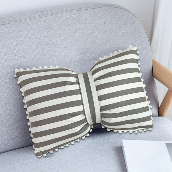 Xihbxyly Almohada a Rayas, Lujoso Cojín de Terciopelo, Diseño de Lazo Intercambiable, Funda Extraíble, Ideal para Sala de Estar, Dormitorio y Oficina, Elegante Decoración Del Hogar.