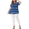 thumbnail image 2 of Agnes Orinda Women's Plus Size Tops Tie Dye Short Sleeve Casual Round Neck Pleated Summer Basic T Shirts 2X Blue, 2 of 6