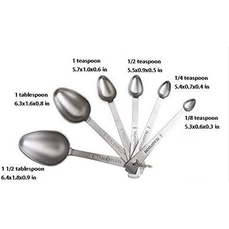 6PCS Stainless Steel Measuring Spoons Tablespoon Teaspoon Set for Cooking  Baking Spice Jars Containers Dry Liquid Stevia Measurement 