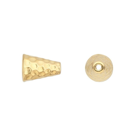 

Cone TierraCast gold-plated pewter (tin-based alloy) 12.5x9mm hammered 6mm inside diameter. Sold per pkg of 2.