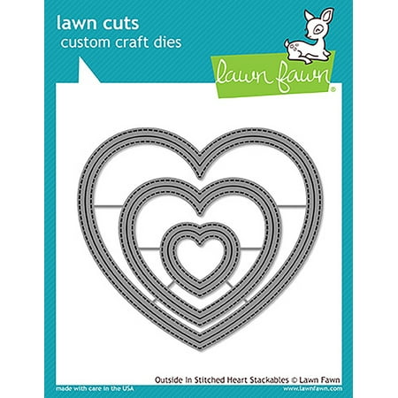 Die Cut Heart Shape - Lawn Cuts Custom Craft Die -Outside In Stitched Heart Stackables