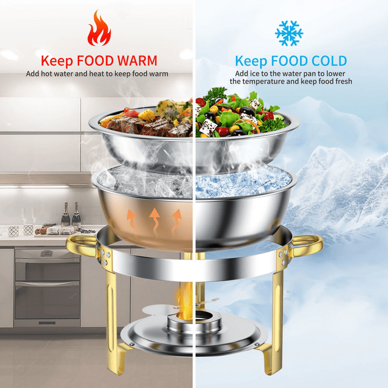 Tinana Round Chafing Dish Buffet Set 4-Pack Stainless Steel photo 3