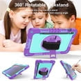 thumbnail image 5 of Shockproof Case for Samsung Galaxy Tab S9+,Anti drop silicone+PC Layer Protective Splicing Case 360 ° Rotating Handle Stand With Shoulder Strap,Purple,For Galaxy Tab S9+, 5 of 8