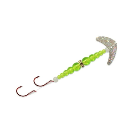 Mack s Lure Double Whammy Kokanee Pro #4 Silver Sparkle/Chartreuse Spinnerbaits