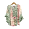 thumbnail image 4 of Womens Shirts Print V Neck 3/4 Sleeve Loose Spring Summer T Shirts for Women Multicolor L, 4 of 4