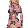thumbnail image 4 of Tiger Head on Pink Women's Mock Turtle Neck Long Sleeve Tops Bodysuit Jumpsuit One Piece Leotards Shirt, 4 of 8