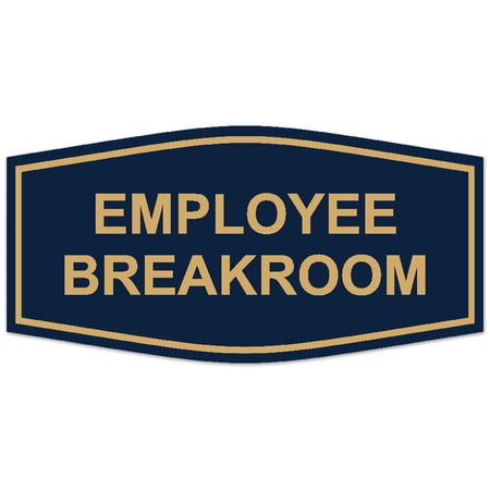 Signs ByLITA Fancy Employee Breakroom Sign - Laser-Engraved Lettering | Durable ABS Plastic | Vibrant Colors | Powerful Foam Tape (Navy Blue/Gold) - Small
