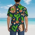 thumbnail image 6 of Fotbe Cute Hedgehogs Cactus Blue Hawaiian Shirt For Men Unisex Summer Beach Casual Short Sleeve Cotton Linen Button Down Shirts-X-Large, 6 of 9