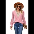 thumbnail image 2 of Blusa Informal de Larga con Volantes y Cuello en V para Mujer Rosa L, 2 of 10