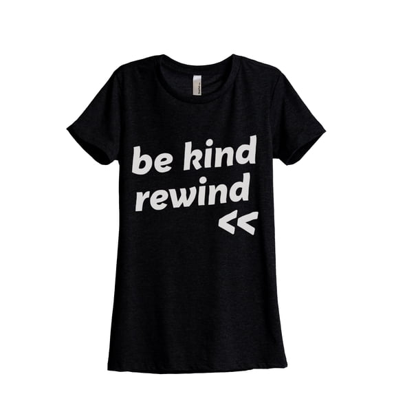 Be Kind Rewind Women's Fashion Relaxed T-Shirt Tee Heather Black Small