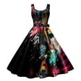 thumbnail image 1 of Gibobby Vestido corto casual para mujer Vestidos de cóctel vintage para mujer Sin mangas Hasta la rodilla Retro A Line Flared Swing Formal Vestido de fiest(Negro,M), 1 of 2