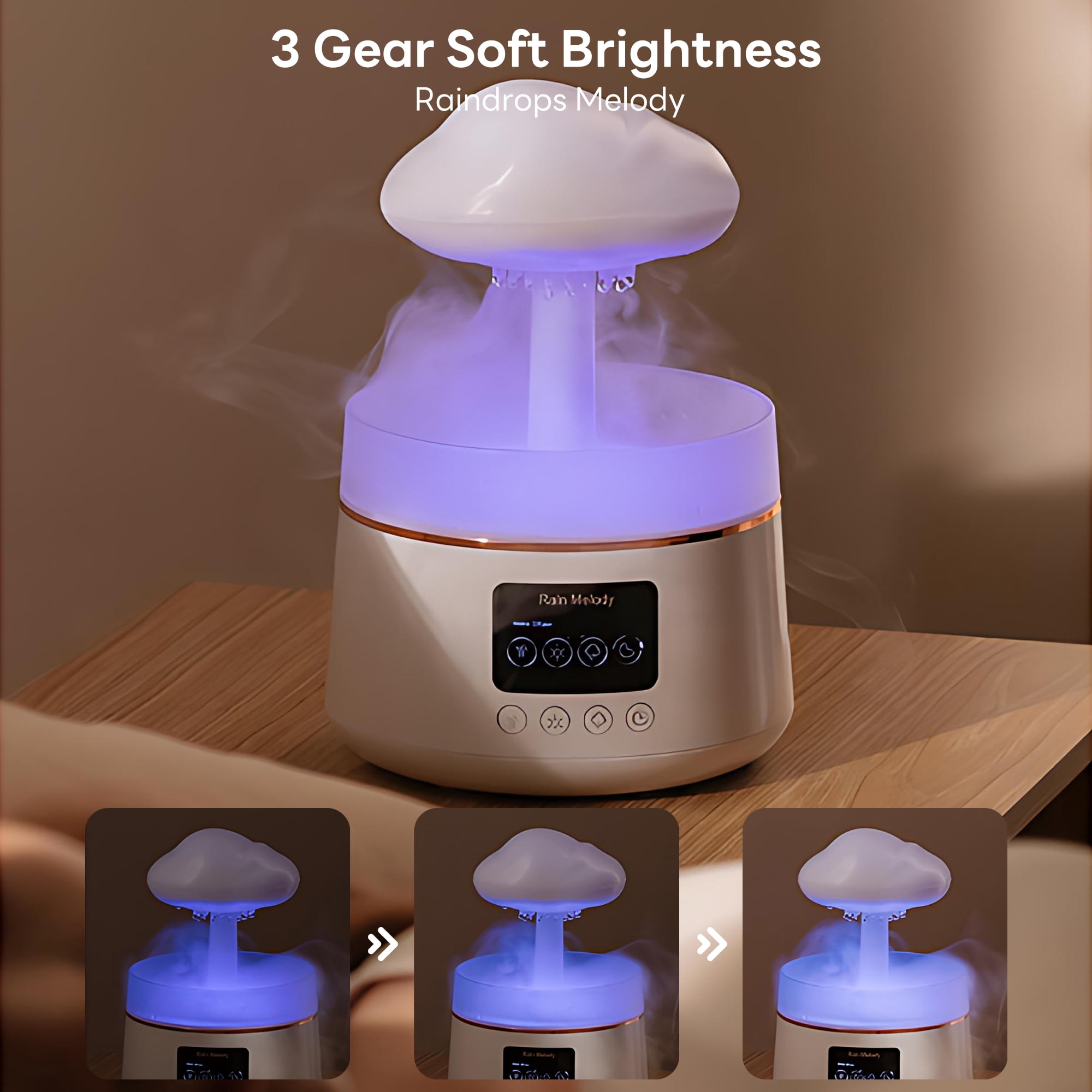 INSMART Raindrop White Noise Humidifier with Bluetooth Speaker,13.5oz Top Fill Cool Mist Essential Oil Diffuser, 3-Level Mood Night Light & Timer, for Bedroom, Nursery, Office