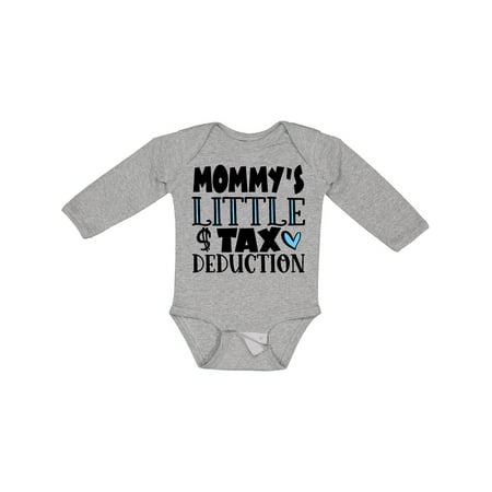 

Inktastic Mommy s Little Tax Deduction Blue Hearts Gift Baby Boy or Baby Girl Long Sleeve Bodysuit