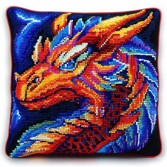 Animal Dragon Stamped Cross Stitch Pillow Kits 11CT Embroidery Kit Pillow Cases 18x18inch