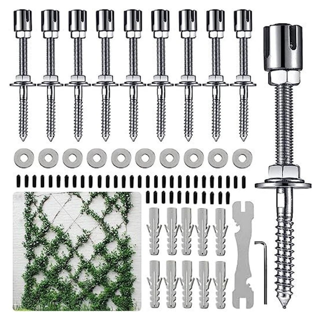 Bgsha Wall Wire Trellis Kit for Effective Climbing Plant Support Holds 150kg