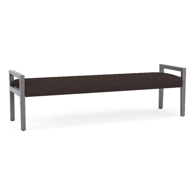 Pemberly Row Waiting Reception 3 Seat Bench Wood Frame in Brown