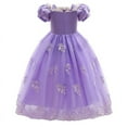 Princess Dress Up Costume Kids Puff Sleeve Fancy Party Purple Costume