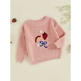 thumbnail image 3 of Musuos Toddler Girls Autumn Winter Knit Sweater 6 12 18 24M 3 4T Long Sleeve Rainbow Floral Bow Strawberry Embroidery Pullover Knitwear, 3 of 8