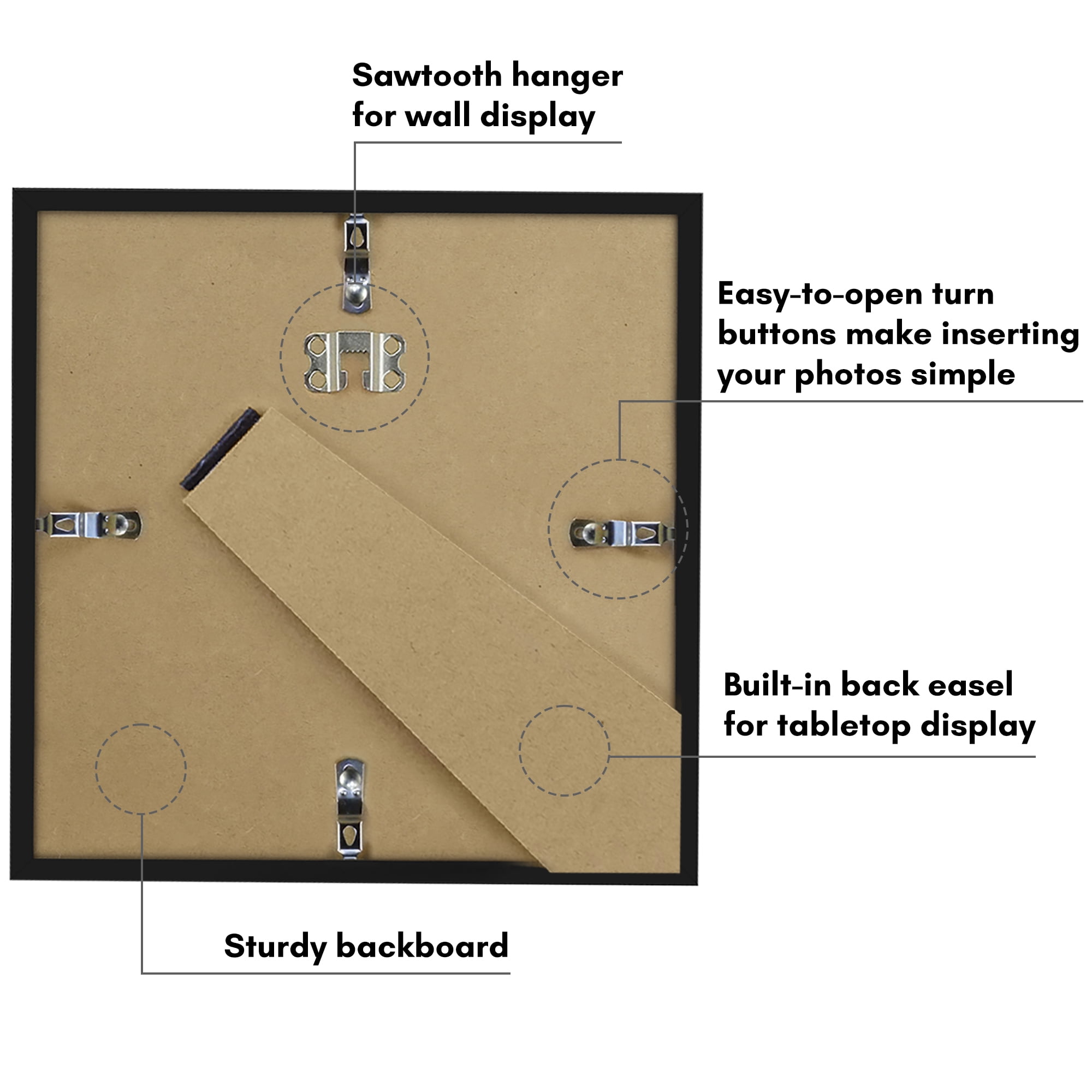 Americanflat 8x8 Picture Frame with Shatter-Resistant Glass with 6x6 Mat 2 Pack Display Photo Square - Black
