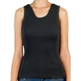 thumbnail image 3 of Essential Ribbed Cotton Tank Top for Women Cami 6 Pack, Black Medium, 3 of 3