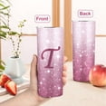 thumbnail image 4 of Initial T Tumbler Cup Gifts, Monogrammed Gifts for Women, Personalized Tumblers with Lids and Straws for Women 20oz, Personalized Gifts for Girls Women Mom Teacher Birthday Wedding Graduation, T-Pink, 4 of 6