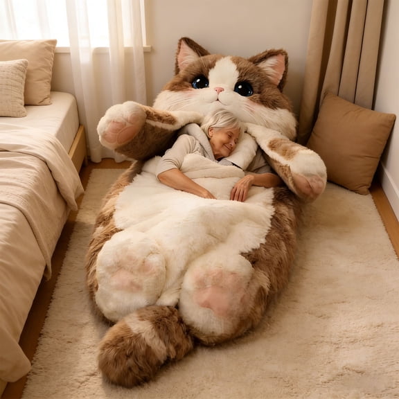 FYHALE Adult Nap Mat Extra Large Thickened 68.9"x31.5", Soft Sleeping Bag, Adorable Cats Envelopes Sleeping Bag, Cat Sleeping Bag for Human, Portable Slumber Bags for Travel, Office