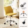 thumbnail image 4 of 14 Karat Home Office Chair Armless Fabric Vanity Desk Chair with Adjustable Height for Adults, Mustard, 4 of 7