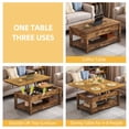 thumbnail image 3 of Farmhouse Lift Top Coffee Table, 3 in 1 Multi-Function Center Table with Storage for Living Room, Brown, 3 of 7