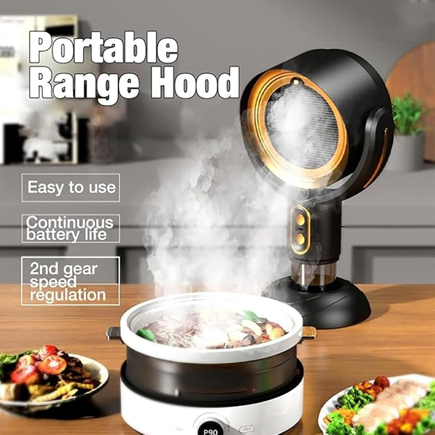 Smoke Fan for Smoking Indoorsv,Portable Smoke Fan for Smoking Indoors, Rechargeable Smoke Eliminator for Home Smoking, Air Purifier with Removable Filter, Household Desktop Range Hood for Cooking