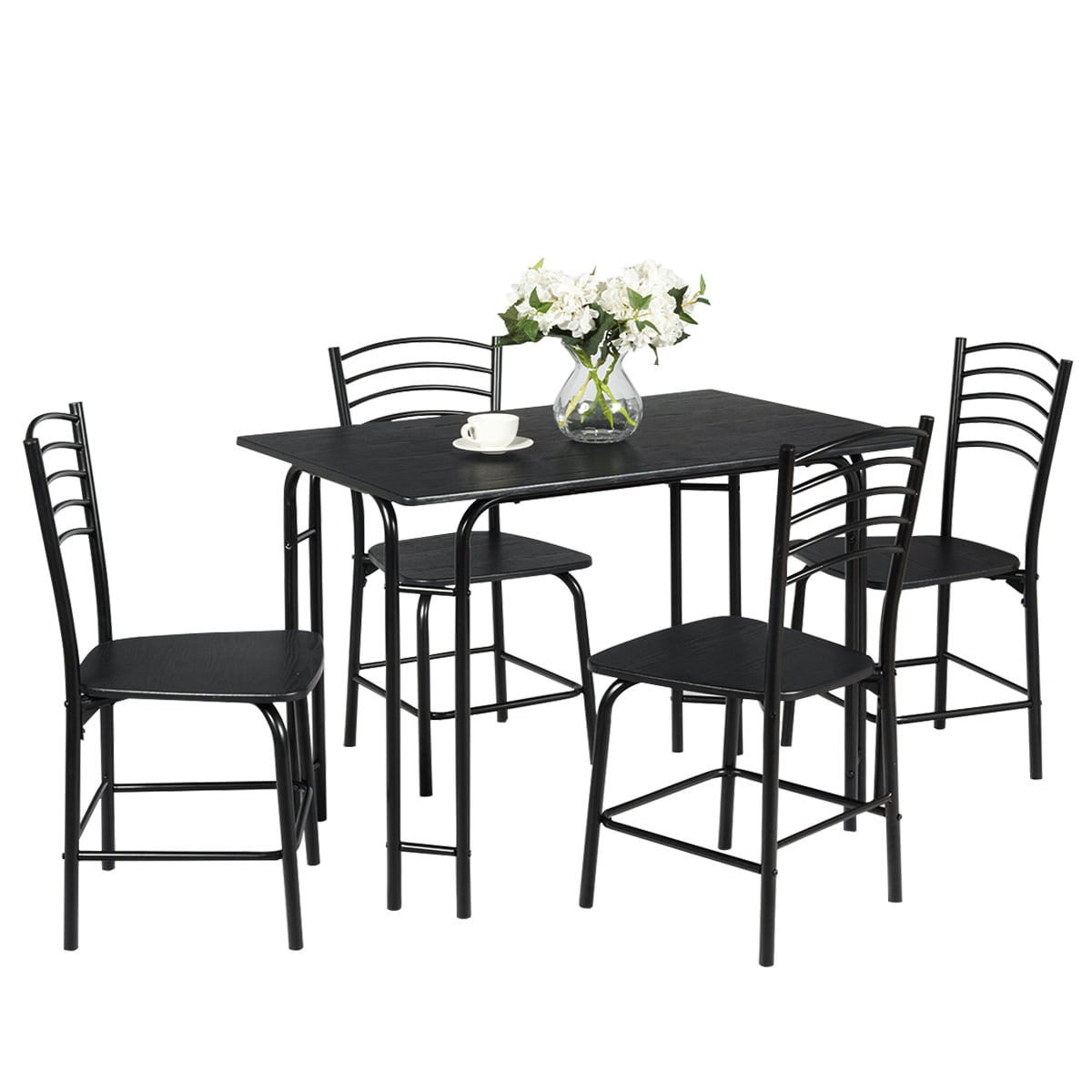 Table et chaises de cuisine en pin massif KaariFirefly Ensemble de 4 tables de salle /à manger et 4 chaises en pin massif